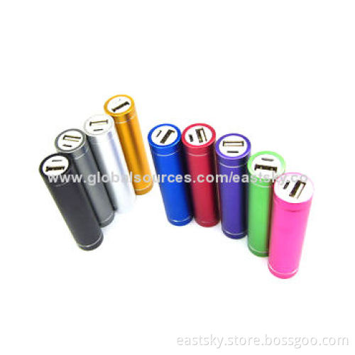 Universal Aluminum Power Bank Charger with 5V Input, 2600mAh Lipstick Power